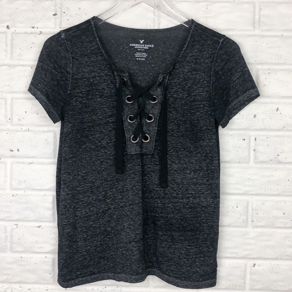 American Eagle Outfitters Tops - AMERICAN EAGLE Burnout tee with lace…